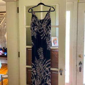 Black with cream floral print maxi dress from Soma